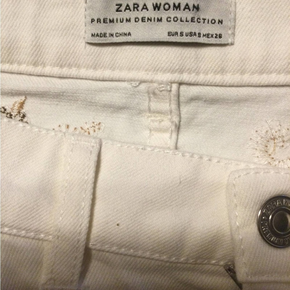 - Zara the western skirt white denim floral bead design fringe hem NEW w… - Picture 8 of 10